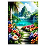 Картина алмазная " Mazari " 20*30см Природа, состав набора: деревянный подрамник, холст, частичная выкладка, стразы, стилус, желеобразный клей, лоток, в термоусадочной пленке
