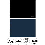 Альбом А4 40л спираль " Проф-Пресс " Классика однотонная- 13, обложка- мелованный картон, блок- офсет 160г/м2, лен, 2 дизайна в спайке