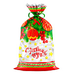 Пакет Новогодний ПП " Интерпак " без ручек, 25*40см 91мкм Новогодние шары, фольгированный