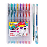 Набор гелевых ручек " deVente " Cosmo Glitter 8цв, 1мм, с блестками, прозрачный корпус, сменный стержень, пластиковая упаковка, европодвес