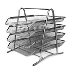 Лоток " KWELT " горизонтальный, 4 отделения, 27*34*32,5см, металлический, сетчатый, серебро