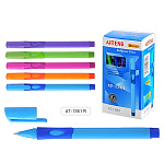 Ручка шариковая СИНЯЯ, для ПРАВШЕЙ, пулевидный пиш.узел 0.7мм, корпус пластиковый трехгранный, ассорти 5 цветов, с резиновым грипом