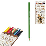 Карандаши цветные деревянные Love me. Милый котик 12цв " Bruno Visconti " трехгранные, картонная упаковка, европодвес