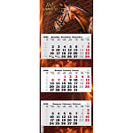 Календарь квартальный " Атберг " на 2026г 340*840мм Символ года- Год красной огненной Лошади, настенный, трехблочный, на единой подложке с постером, курсор, подложка картон 270г/м2, полноцветная печать с отделкой вододисперсионным лаком, блок офсет 70г/м2