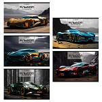 Альбом А4 24л " ПЗБМ " Спорткар (ассорти), на скобе, обложка- ламинированный картон, сплошной УФ-лак, блок- офсет 60г/м2, 5 дизайнов