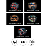 Альбом А4 48л " Hatber " Animal power (ассорти), на скобе, обложка- мелованный картон, выборочный матовый лак, блок-офсет- 100г/м2, 5 дизайнов в спайке