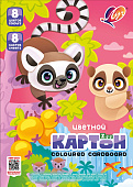 Картон цветной А4 немелованный, 8л 8цв " Луч " Zoo, 220г/м2, в папке