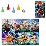 Игра ходилка 3+ " Рыжий кот " Макси-игры Морской бой, состав: игровое поле 42*28,5см, 4 фишки, кубик, инструкция, картонная упаковка