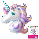 Шар фольгированный фигурный " Браво " 46"/117см Единорог нежный голова