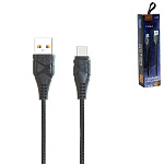 Кабель сетевой USB - Type-C " FaisON " K-50 Zero черный, круглый, 1м, 3А, QC3,0, силикон