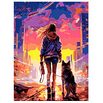 Картина по номерам " Lori " 40*50см Город будущего, состав набора: основа на картоне с контуром, акриловые краски, кисть, вспомогательный лист, акриловый лак, инструкция, картонная упаковка, европодвес