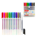 Набор гелевых ручек " deVente " Hit Metallic 12цв, 0,8мм, металлик, прозрачный корпус, сменный стержень, ПВХ, европодвес