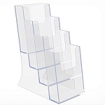 Буклетница настольная с 4-мя карманами Disp-set формат 1/3 А4, размер 100*210мм, прозрачный пластик