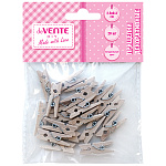 Декоративные прищепки " deVente " Natural Wood, натуральный цвет, деревянные, 25*3мм, 20шт, пластиковый пакет, европодвес