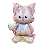 Шар фольгированный фигурный 23"/58 см Котенок с цветком