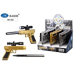 Ручка шариковая " Basir " Пистолет с прицелом-фонариком, в дисплее синяя 0,5мм, толщина письма 0,25мм, чернила на масляной основе, корпус в виде дула, цвет корпуса - ассорти