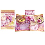 Открытка " Империя поздравлений " 877 С новорожденной! Букет, пинетки, коляска, 247*344мм, фольга, сложнотехническая, текст, индивидуальная упаковка