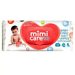 Салфетки влажные детские 120шт " BablVini " Mimi Care Розовые, клапан крышка