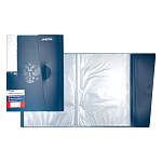 Папка 20файлов " deVente " МАЛЫЙ ФОРМАТ А5 Герб темно-синяя, с клапаном, пластик 0,5мм, текстура поверхности - песок, идивидуальная маркировка