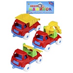Набор машинок " Рыжий кот " №5 3в1 12*6,5*5см Самосвал+пожарная+экскаватор, пластик, пакет