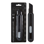 Нож канцелярский " deVente " Total Black 18мм, 15,4см, черный, пластиковый корпус, автоматическая блокировка лезвия, блистер, европодвес