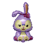 Шар фольгированный фигурный 18"/45см Заяц сиреневый на палочке, крепится с помощью розетки на палочку