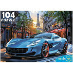 Пазлы " Рыжий кот " 104элемента Шикарный автомобиль в Париже 33*24см, картонная упаковка 18,3*13,8*4,2см