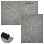 Планшет " KWELT " А4 с крышкой, внутренний карман с отделениями, светло-серый, кожзам, покрытие soft-touch, 4мм