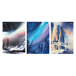 Тетрадь А4 64лклетка " Альфа-Тренд " Северное сияние, офсет, на скобе, обложка - мелованный картон, выборочный твин-лак, УФ-лак, 3 дизайна в спайке