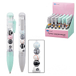 Ручка шариковая " Basir " Мячи синяя, 0,1мм, комбинированный корпус: цветной (ассорти), прозрачная часть корпуса с наполнителем-подвижные фигурки мячи, дисплей