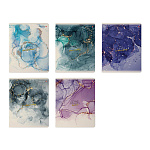 Тетрадь А5 48л клетка " Альт " Мрамор, офсет, на скобе, обложка - мелованный картон, матовая ламинация, скругленные углы, 5 дизайнов в спайке