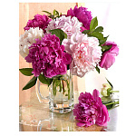 Картина алмазная " Mazari " 25*30см Пионы, состав набора: холст, стразы, стилус, желеобразный клей, лоток, частичная выкладка, в термоусадочной пленке