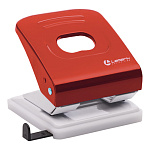 Дырокол на 30л " Lamark " Mettallic металлический, встроенная линейка, красный