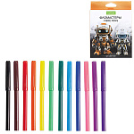 Фломастеры " Hatber " ECO Робо 12цв круглые, вентилируемый колпачок, картонная упаковка, европодвес