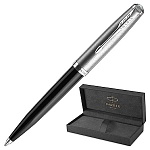 Ручка подарочная шариковая " Parker " 51 Core Black CT, черная 1мм, поворотный механизм, цвет корпуса-черный/серебристый, подарочная упаковка