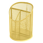 Подставка " KWELT " 3 отделения, 11*15*11см, металлическая, сетчатая, золотая