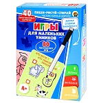 Игра логическая " Рыжий кот " Пиши-Рисуй-Стирай. Игры для маленьких умников, состав: маркер с губкой на колпачке, 40 карточек, картонная упаковка 15,9*11,9*3,4см
