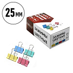 Зажимы " KWELT " цветные 25мм 12шт/уп, картонная упаковка