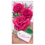 Конверт для денег " Окрытая планета " 445 С Юбилеем! Розы с биркой, 168*84мм, цветная фольга, текст