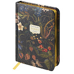 Ежедневник недатированный МАЛЫЙ ФОРМАТ А6+ 110*155мм искусственная кожа " Bruno Visconti " 120л Flora. Лесные ягоды, поролон, линия, бежевый блок 70г/м2, печать в 2 краски, ляссе, золотой срез, скругленные углы