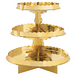 Стойка для кексов " Amscan " Gold (Золото), трехъярусная, размер 29,2*29,8см, плотный картон