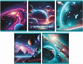 Тетрадь А5 48 л "Галактика", 165х205 мм, на скобе, клетка, обложка - мелованный картон