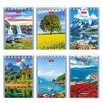 Блокнот МАЛЫЙ ФОРМАТ А7 спираль сверху 40л " Hatber " Великолепные пейзажи (ассорти), клетка, обложка - мелованный картон, 6 дизайнов