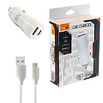 Зарядное устройство автомобильное " FaisON " A-24 Long белое, 3,0А, QC3.0, PD3.0, Type-C, USB, пластик, кабель Type-C, 1м