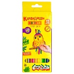 Карандаши цветные деревянные трехгранные 12цв " Каляка-Маляка " 5М картонная упаковка, европодвес