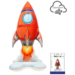 Шар фольгированный фигурный " Браво " 51"/129см Ракета большая 3D