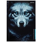 Записная книжка МАЛЫЙ ФОРМАТ А6 7БЦ 48л " Проф-Пресс " Волк на черном, клетка, обложка - глянцевый ламинированный картон, сшивка