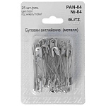 Булавки английские " Blitz " 25шт длина- 55мм под никель, картонный блистер
