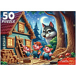 Пазлы " Рыжий кот "  50элементов Три поросенка 22,5*16,5см, картонная упаковка 18*12,5*3,5см