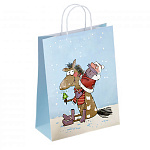 Пакет Новогодний бумажный " ПЗБМ " 25*22*12см Дед мороз с елкой, крученые ручки